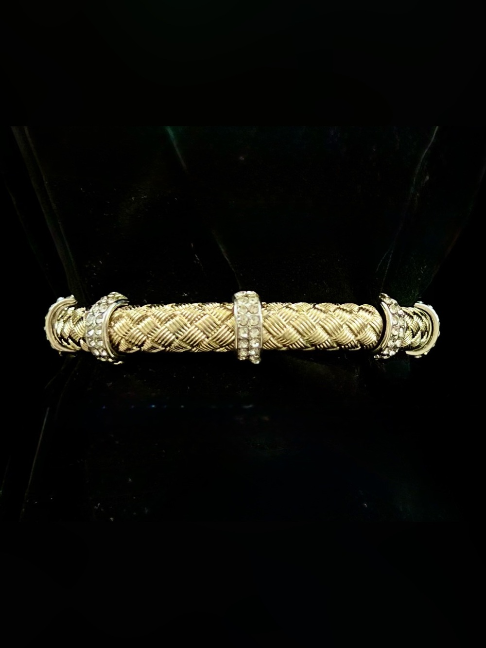 Bansri Gold Braided w/Crystal Accents Beautiful Bracelet, Elastic Band, NWT